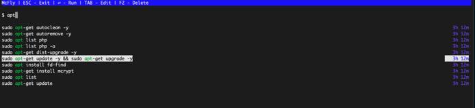 Selecting a file using McFly Selecting a file using McFly